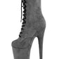 20cm Round Head Long Tube Suede Black Short Boots - Women's Super High Heel.