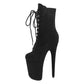 20cm Round Head Long Tube Suede Black Short Boots - Women's Super High Heel.