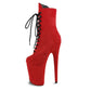 20cm Round Head Long Tube Suede Black Short Boots - Women's Super High Heel.