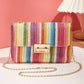 Fashion Crossbody Bag Straw Lock Closure Simple Small Square Bag
