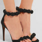 Suede button rivet sandals
