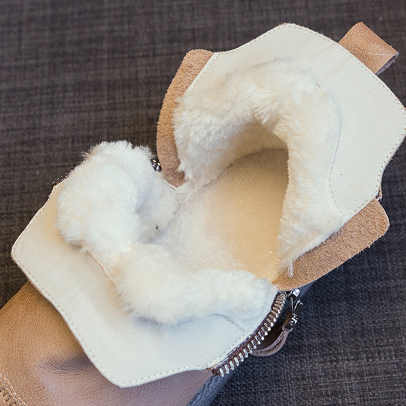 Velvet Padded All-matching Women's Double Zipper White Shoes - EnigmaParis