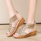 Wedge Fish Mouth Rhinestone Sandals
