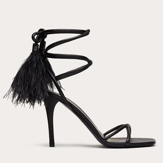 Lace-up Feather  Versatile One-Line Roman Sandals