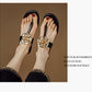 Sheepskin Preppy Style Flip-toe Flat With Flower Open Toe Women's Sandals