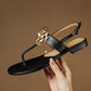 Sheepskin Preppy Style Flip-toe Flat With Flower Open Toe Women's Sandals