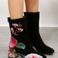Flower Mid-calf Vintage Embroidery Autumn And Winter Women's Boots