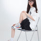 Suede White Blue Reddish Yellow Color Contrast Patchwork BAKE Men And Women Skateboard Shoes