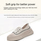 Genuine Leather Women's White Shoes Color Matching Lace-up Platform