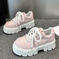 Spring Muffin Bottom Fashion All-match Height Increasing Casual Leather Shoes
