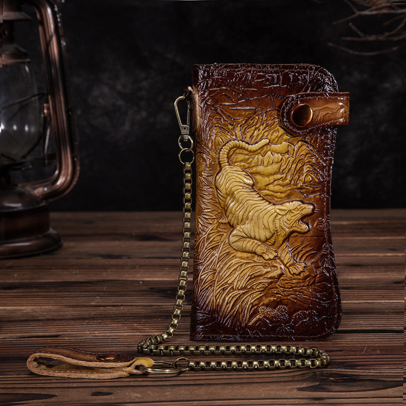 Genuine leather dragon wallet - tiger