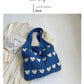 Fashion Large Capacity Heart-shaped Knitted Woven Shoulder Bag