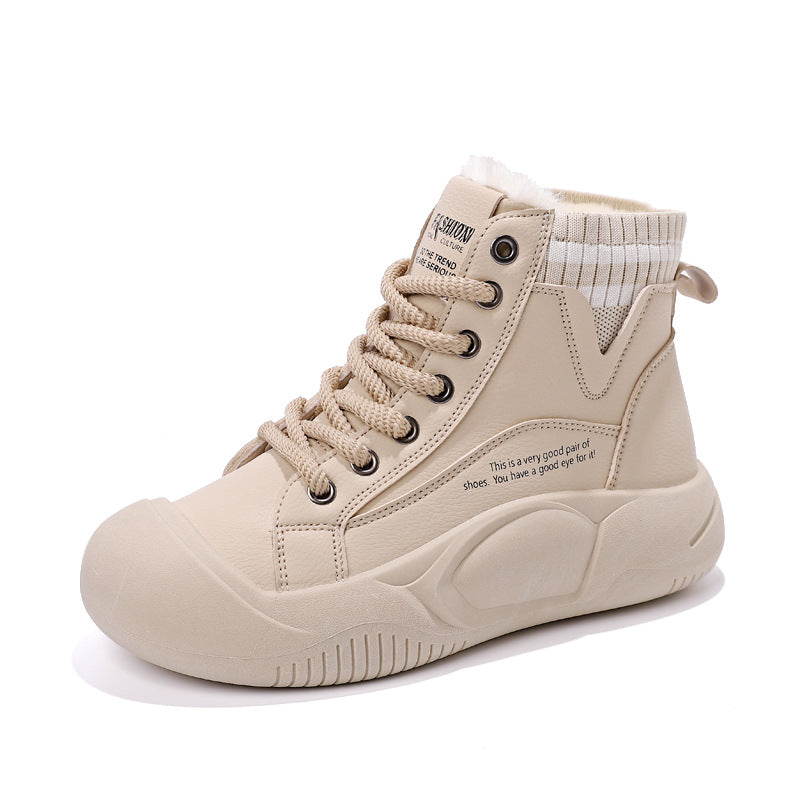 Women's Autumn And Winter Fleece-lined High-top Casual Shoes - EnigmaParis