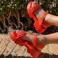 Plus Size Women's Platform Woven Buckle Sandals