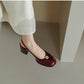 Thick High Heel Cowhide Toe Cap Slingback Sandals Women