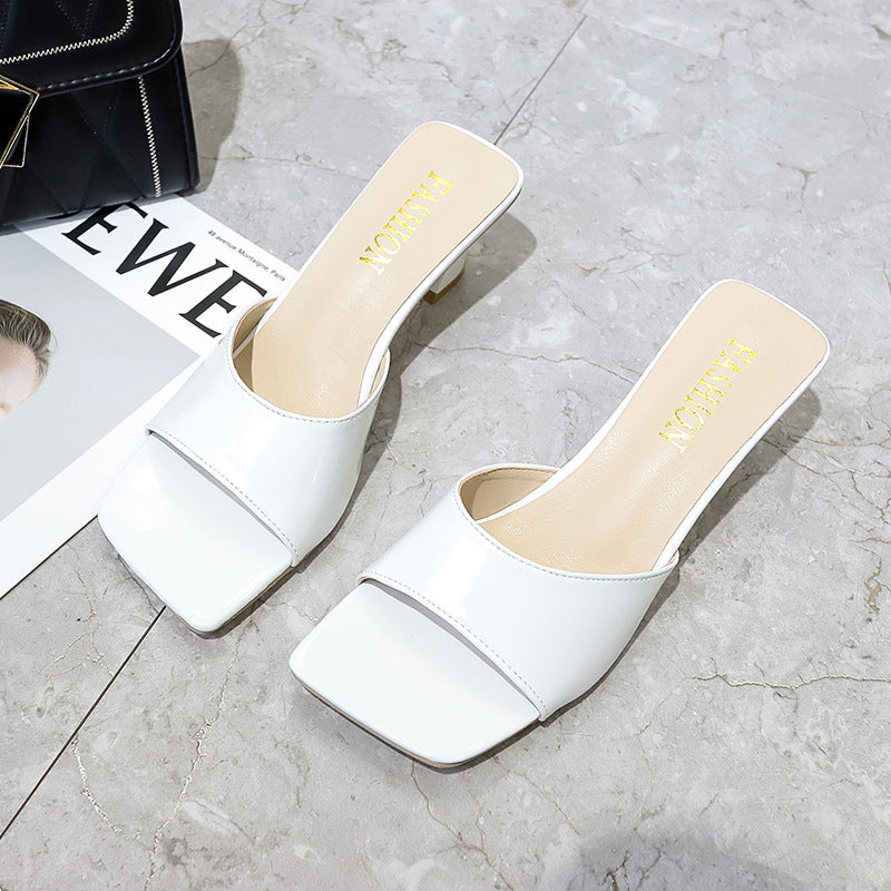Women’s High Heel Peep Toe Slippers: Square Toe, Perfect for Summer - EnigmaParis