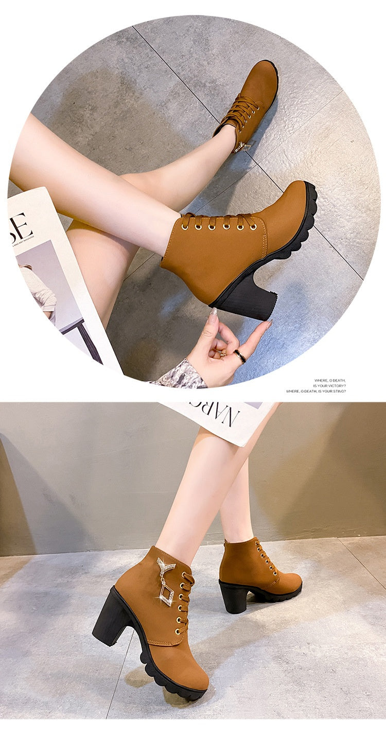 Rubber New Personalized Versatile High Heel Boots.