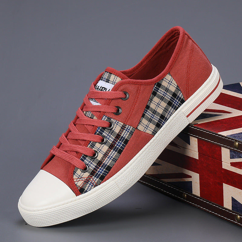 Men's Canvas Height-Increasing Sneakers - Casual Low Top Shoes, Stylish Stitching