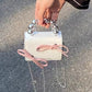 Textured Cute Bow Mini Chain Handbag