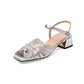 Thick Mid Heel Square Toe Open Toe Buckle Strap Peep Toe Sandals