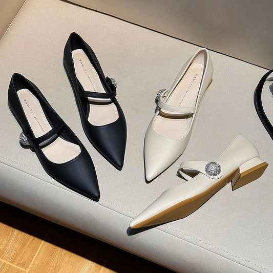 French Pointed Toe Chunky Heel High Heels - Classic Style for Women - EnigmaParis