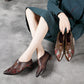Women's embroidered flower thick heel high heels