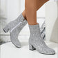 New Fashion Sequin Boots For Women Square Heel Side Zipper Shoes Lady Street Party Evening Boots Winter Autumn Spring - EnigmaParis