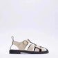 Casual Round Toe Leather Flat Sandals