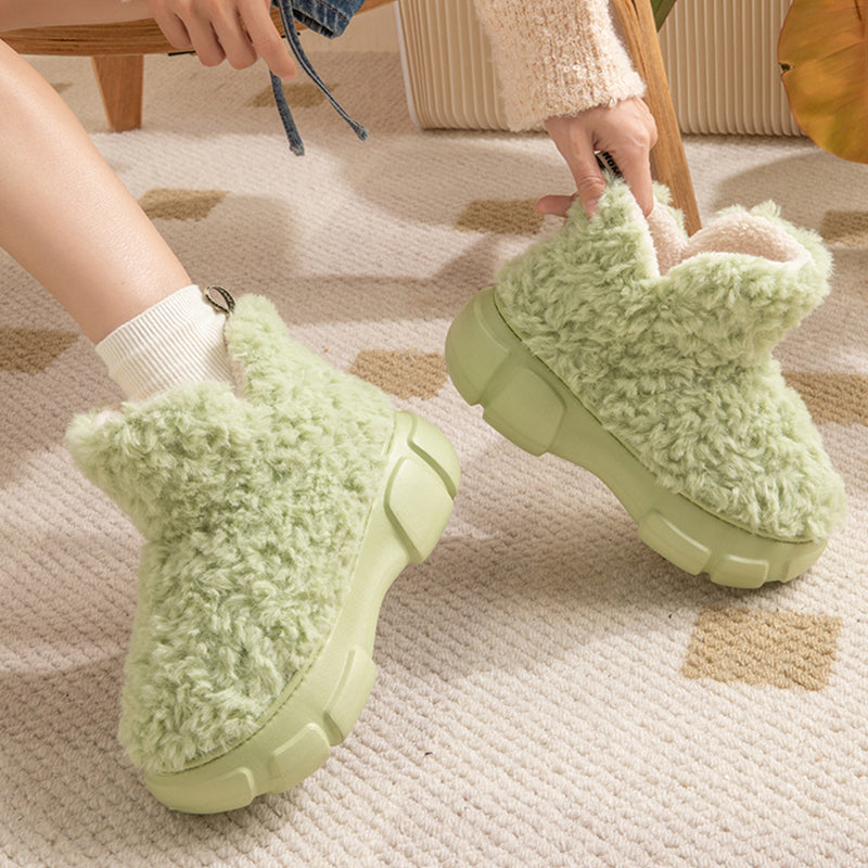 Winter Cashmere Snown Boots With 6cm Platform Warm Plus Velvet High-top Fleece Cotton Shoes Women Outdoor Indoor House Plush Shoes - EnigmaParis