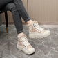Lace-up High-top Flat Shoes For Women Winter Warm Cashmere Snow Boots Fashion Street Campus Students Height Increasing Shoes - EnigmaParis