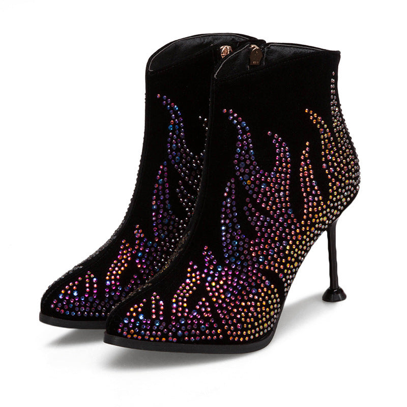 Mixed-Blood Pointed Fancy Diamond Party Boots
