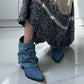 Thickened And Fashionable Pleated Denim Short Boots For Women - EnigmaParis
