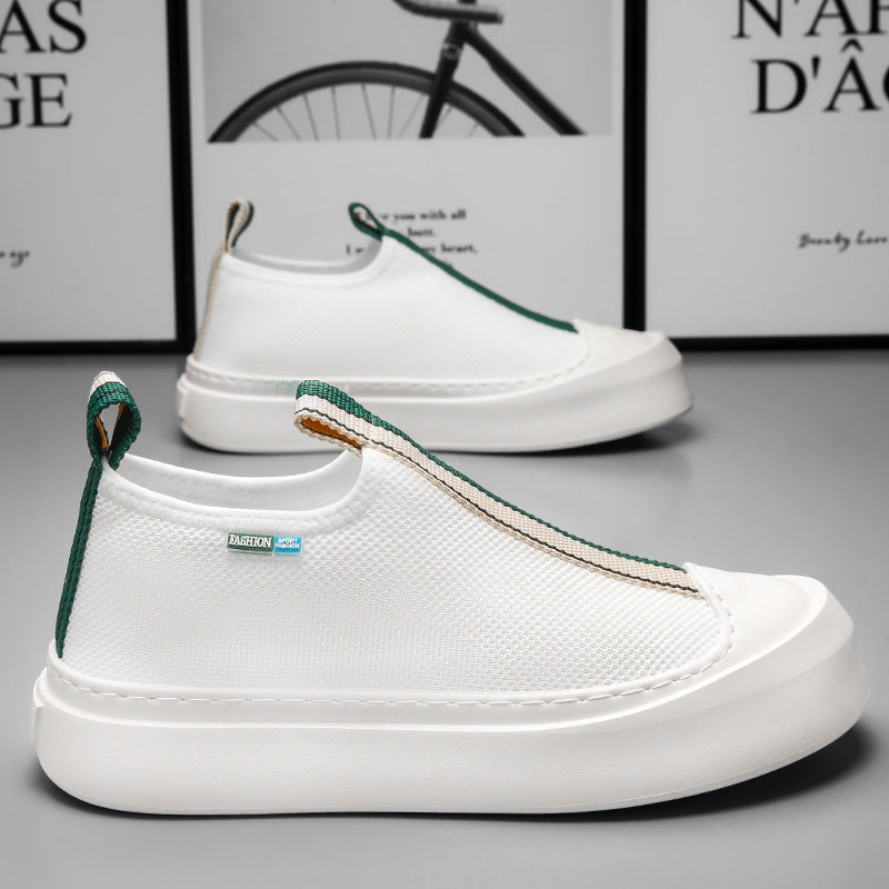 Men's Loafers: All-Match Flying Woven, Breathable Mesh, Thick-Soled