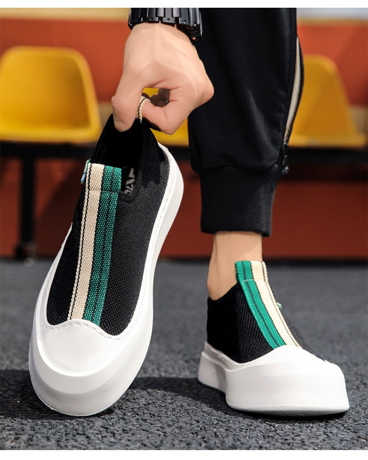 Men's Loafers: All-Match Flying Woven, Breathable Mesh, Thick-Soled