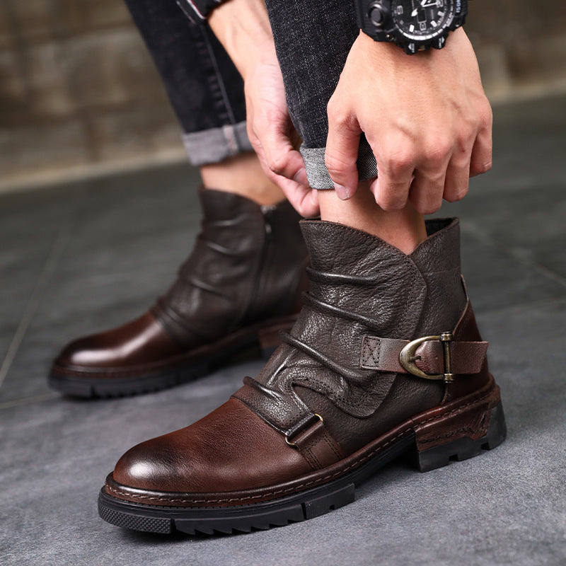 Plus Velvet Warm British High-top Leather Shoes Martin Boots