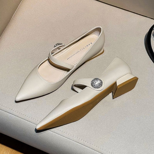 French Pointed Toe Chunky Heel High Heels - Classic Style for Women - EnigmaParis