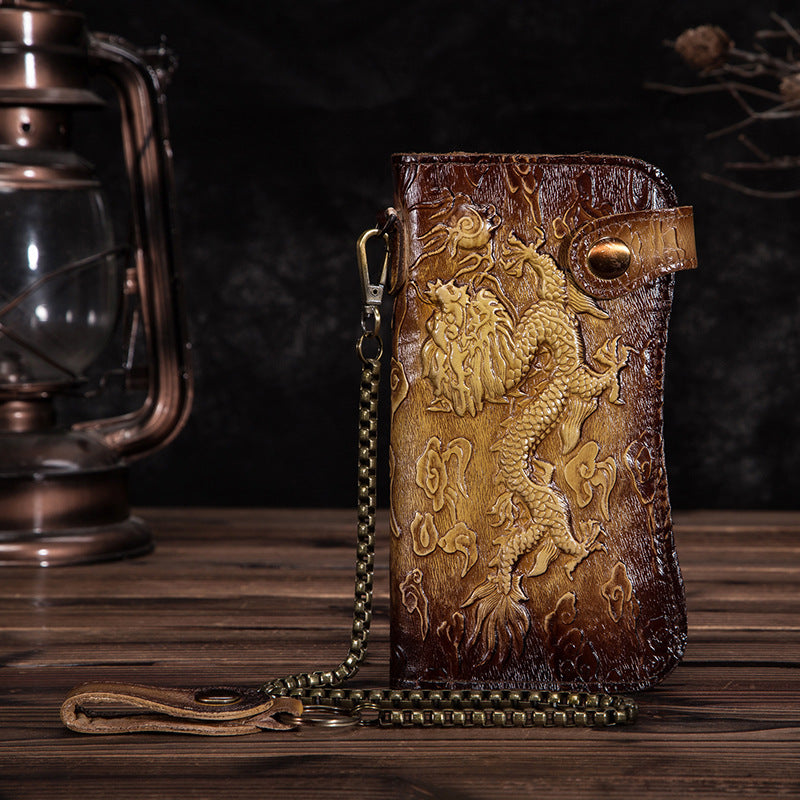 Genuine leather dragon wallet - tiger