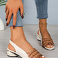 Women's Peep Toe Stitching Mid-root Ankle-strap Buckle Sandals