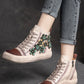 Women's Contrast Flower Square Head High-top Shoes