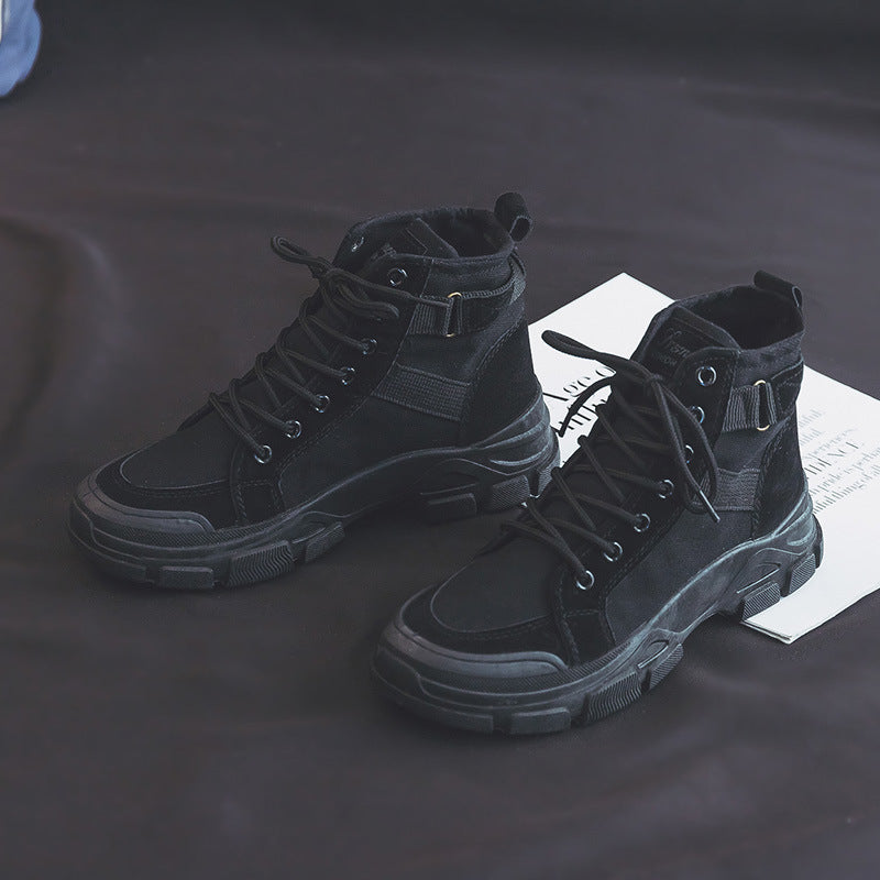 Martin Boots Female Student All-matching Knight Short High-top Booties Chic Canvas Shoes - EnigmaParis