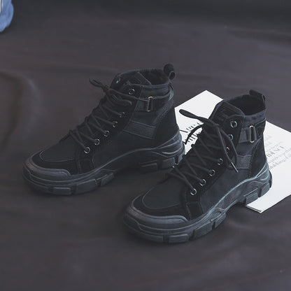 Martin Boots Female Student All-matching Knight Short High-top Booties Chic Canvas Shoes - EnigmaParis