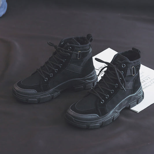Martin Boots Female Student All-matching Knight Short High-top Booties Chic Canvas Shoes - EnigmaParis
