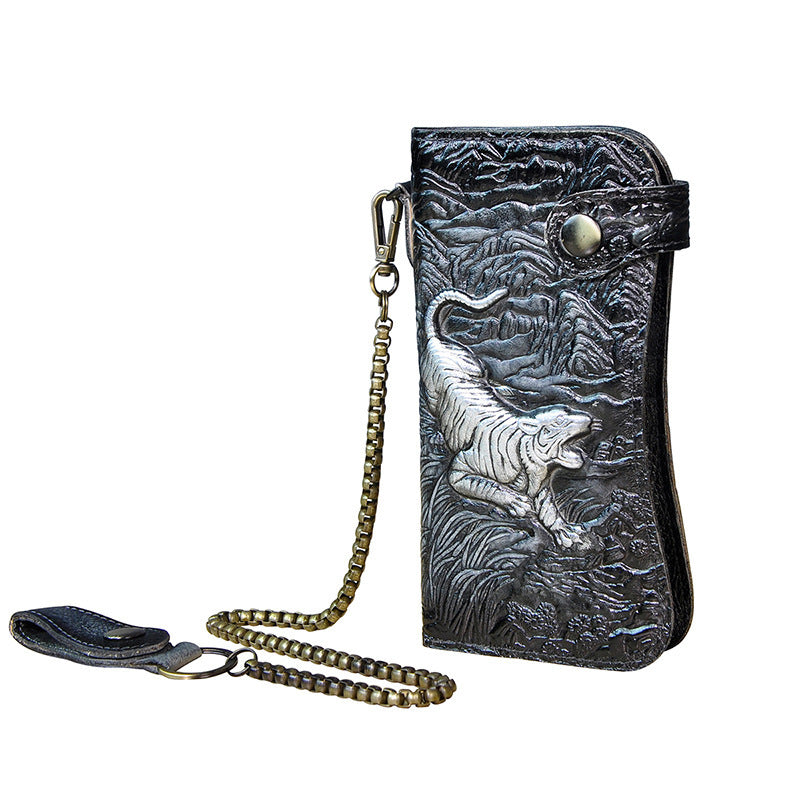 Genuine leather dragon wallet - tiger
