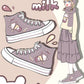 Korean Style Ins Cute Printed Canvas Shoes Women's High Top