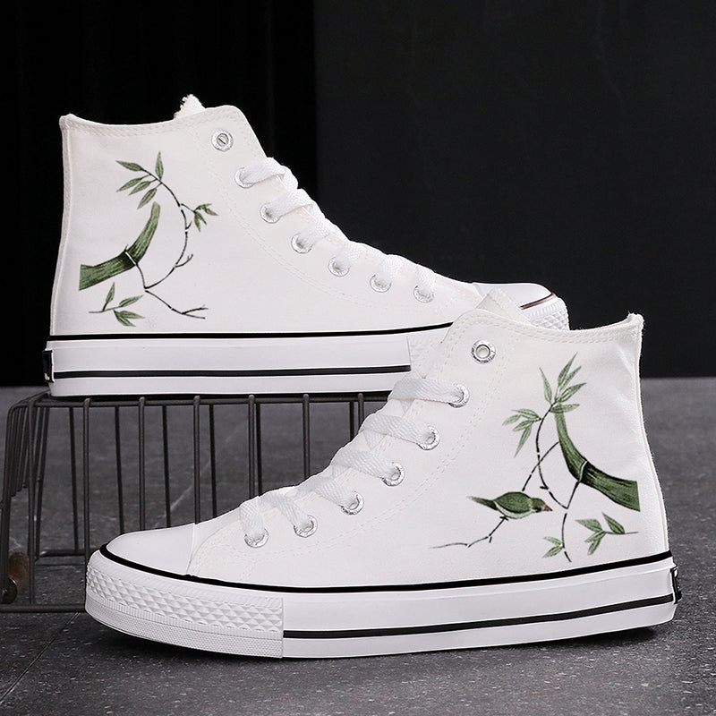 Ink Bamboo High-Top Canvas Sneakers - Couples' Ethnic Leisure Shoes
