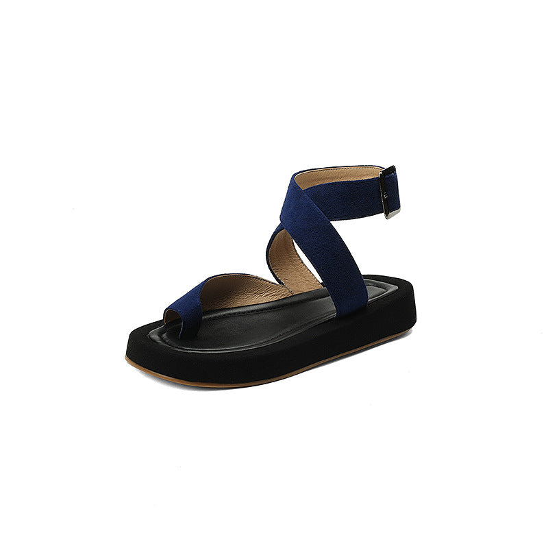 Women's Casual Round Toe Mid Heel Sandals Platform Shoes