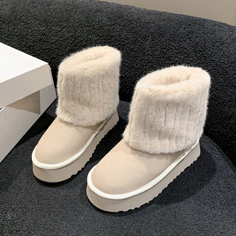 Women's Thick-soled Fur Snow Boots - EnigmaParis