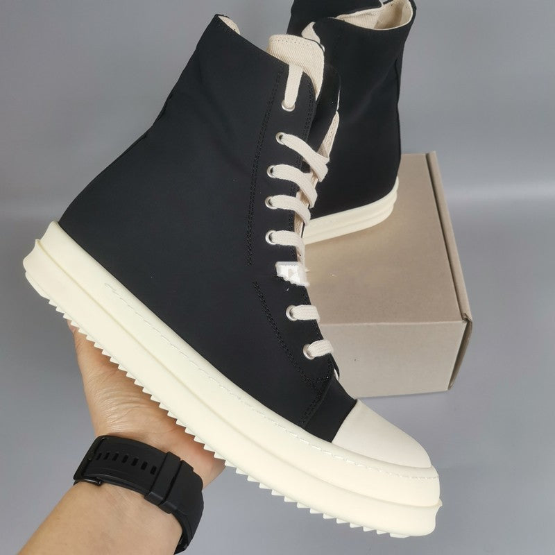 19SS High-Top Shoes - Stylish Canvas High-Top with Thick Sole