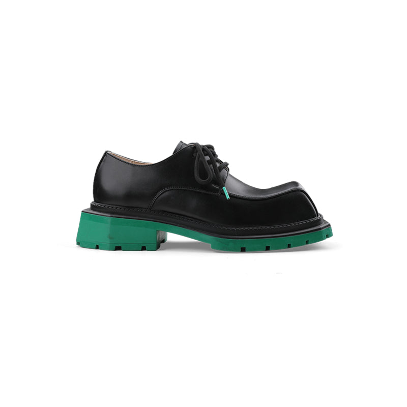 Fashion Woman's Big Head Square Head Leather Shoes with Thick Sole - Casual and Stylish Footwear - EnigmaParis