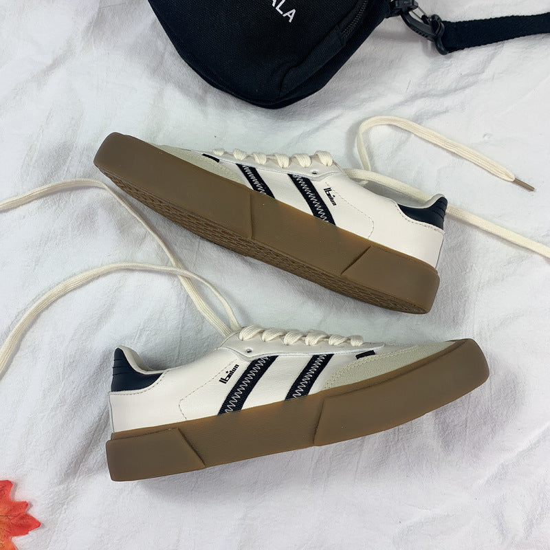 Step into Fall Fashion: Retro White Leather Shoes - Couple Style